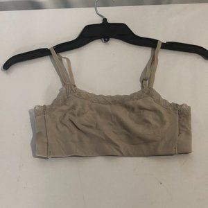 Natori Womens Gray Lace Trim Adjustable Strap Wire Free Bralette Bra Size Small